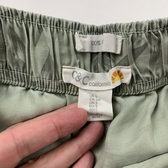 C&C California Soft Sage Palm Print Tencel Wide Leg Lounge Pant S - Picture 4 of 7